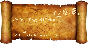 Őry Boglárka névjegykártya